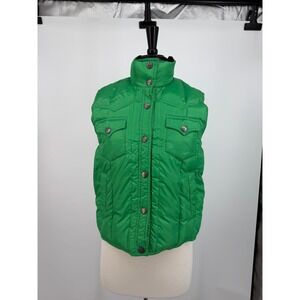Vintage Powder River Outfitters Green Western Puffer Vest Size Small